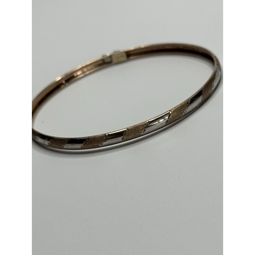 Vintage 10K Yellow Gold Siler Accent Tennis Bracelet Fine Jewelry